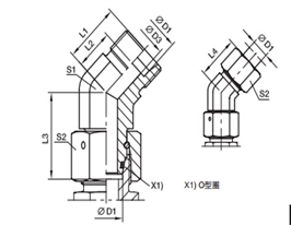 EV 45度組合接頭、PARKER卡套接頭、PARKER接頭